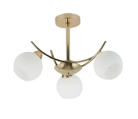 AMOS Zlatá závěsná lampa 3x40W E27 bílé stínidlo