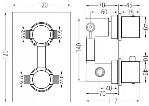 MEXEN/S Cube DR02 podomítkový sprchový SET + slim sprcha 40, chrom 77502DR0240-00
