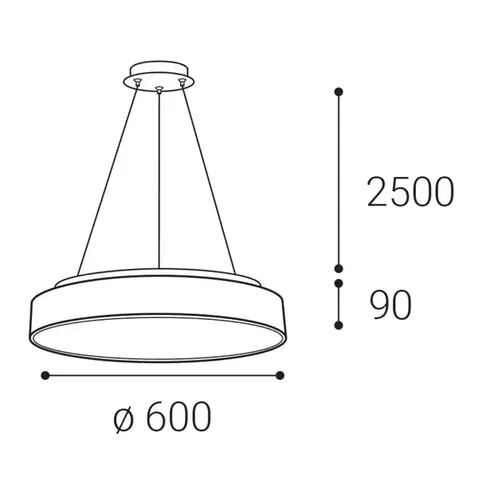 LED2 3275653D Závěsné svítidlo RINGO II 60 P/N-Z, B DALI/PUSH DIM 55+10W 3000K/4000K černá