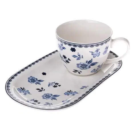 Porcelánový hrnek s podnosem Floral, 365 ml