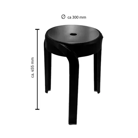 RIDDER STAN koupelnová stolička, průměr 30cm, černá A176110