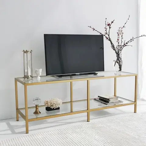 Hanah Home Televizní stolek BASIC zlatá - Doprodej