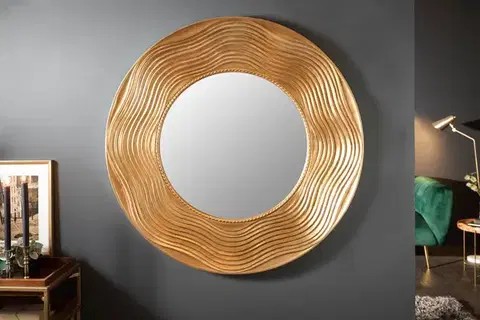 Estila Art-deco designové kulaté nástěnné zrcadlo Reondel v rámu zlaté barvy 100cm