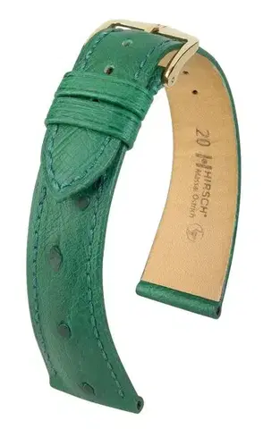 Řemínek Hirsch Massai Ostrich - zelený - 22 mm - L – Standardní délka - 18 mm - Rose Gold