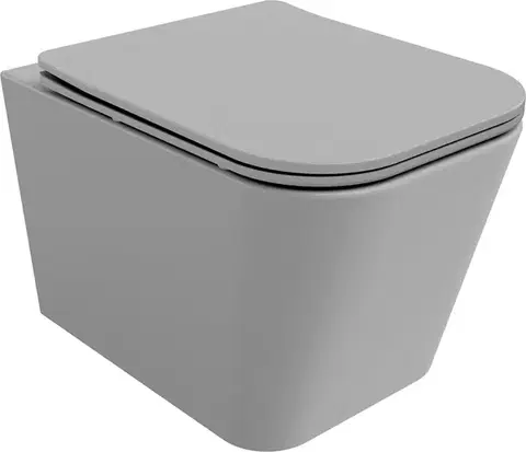 MEXEN Teo Závěsná WC mísa Rimless včetně sedátka s slow, Duroplast, světle šedá mat 30854061