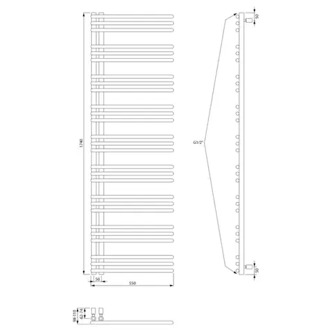 AQUALINE POSEIDON otopné těleso 550x1740, černá mat PS517B