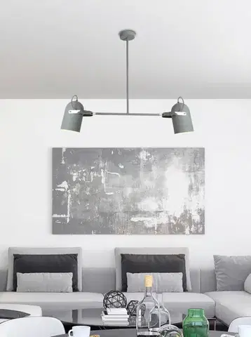 Šedá závěsná stropní lampa 2X40W E27 ŠEDÁ
