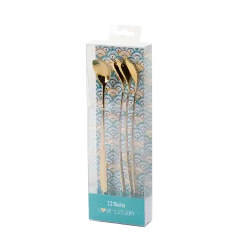 Latté lžičky se srdíčkem champagne 4 ks set — Love Cutlery - 116628