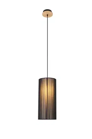 Černá dřevěná závěsná lampa 18cm Kioto Ledea