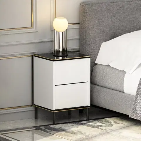 Noční stolek Imaj - White, Marble