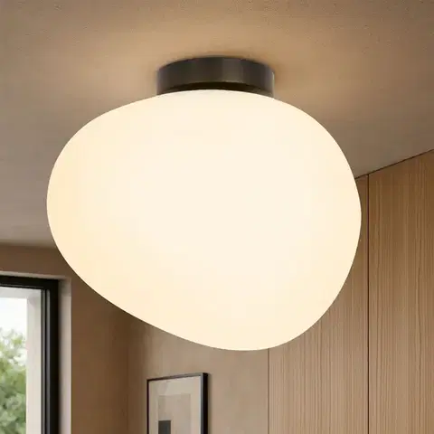 Stropní lampa STONES inspirovaná kamenem - designová stropní lampa s 30cm mléčným stínidlem - osvětlení obývacího pokoje a chodby E27