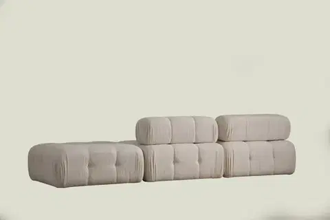 Trojmístná pohovka Doblo 3 Seater ( L1-O1-Pouffe) Cream Bouclette