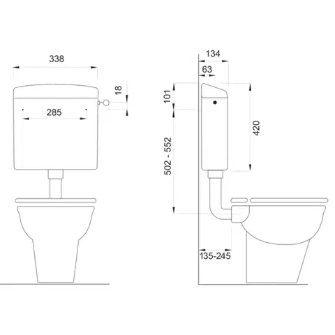 SAPHO WC kombi, dvojtlačítko 4,5/6l, spodní odpad, bílá TP3406