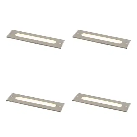 Sada 4 moderních ocelových zemních bodových svítidel 30 cm vč. LED IP65 - Eline