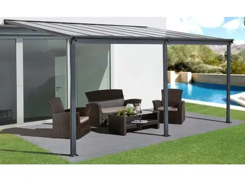 Hliníková pergola 4,35x3 m WALL 43 antracit Lanitplast