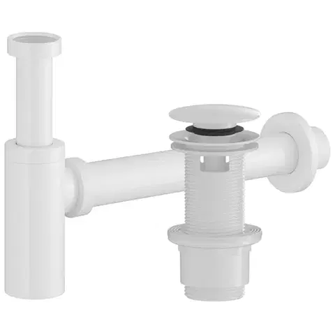 CERANO Sifon umyvadlový plast DN40/300mm s výpustí click-clack s přepadem plast 67/82mm bílá lesklá CER-978904
