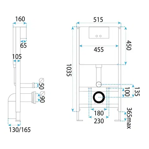 REA/S Podomítkový WC systém K011A-Q + tlačítka T Brush Steel KPL-E0057