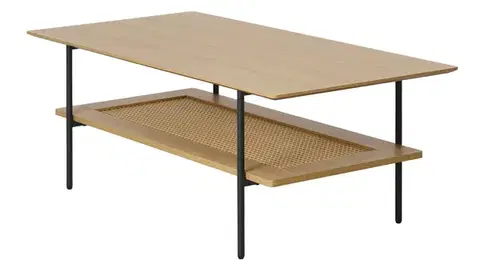 Estila Konferenční stolek Malmo, dub/ratan, 110 cm