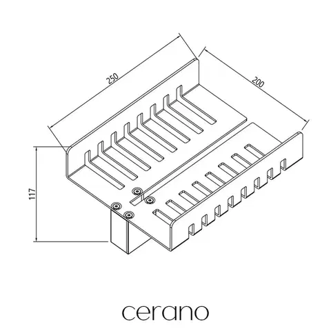 CERANO Walk-in polička s drážkami na sklo sprchového koutu 6-10 mm černá matná 25x11,7  CER-664618