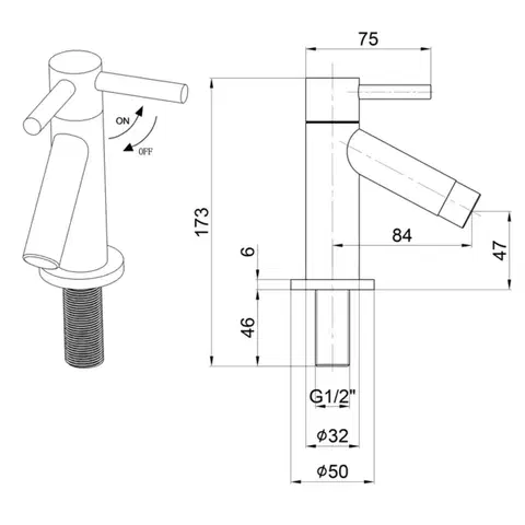 AQUALINE Stojánkový kulový ventil 1/2", 128, chrom ZY12045