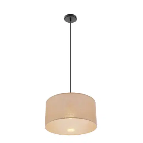 Závěsná lampa SHANTI černá 1x40W E27 béžové stínidlo