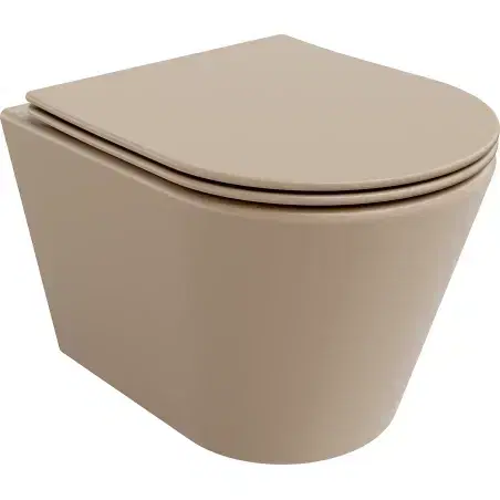 MEXEN RICO závěsná WC mísa včetně sedátka s slow-slim, duroplast, cappuccino mat 30724064