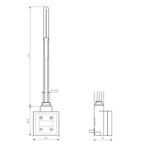 SAPHO KTX topná tyč s termostatem, 400 W, černá mat KTX-B-400