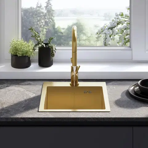 REA Ocelový dřez Leo 40 BRUSH GOLD ZLE-06001