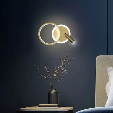 Nástěnná lampa MONET kruhová zlatá 18W LED 3000K bílé stínidlo
