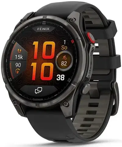 Garmin fēnix® 8 Pro – 47 mm, AMOLED Sapphire, Carbon grey DLC titanium se silikonovým řemínkem Black/Pebble Grey 010-03198-01