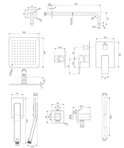 OMNIRES PARMA podomítkový sprchový systém černá mat /BLM/ SYSPM10BL