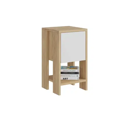 Noční stolek Ema - Sapphire Oak, White