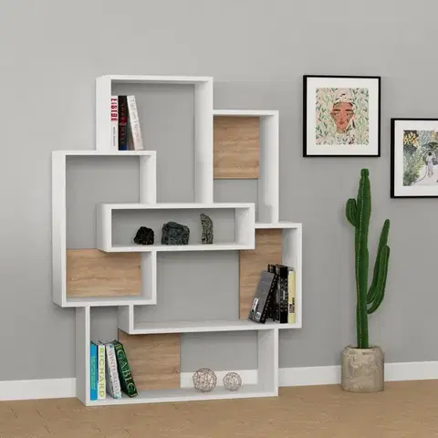 Knihovna Barce - White, Oak