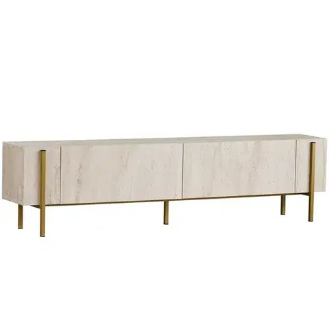 Televizní stolek Glamour - Travertine, Gold, 