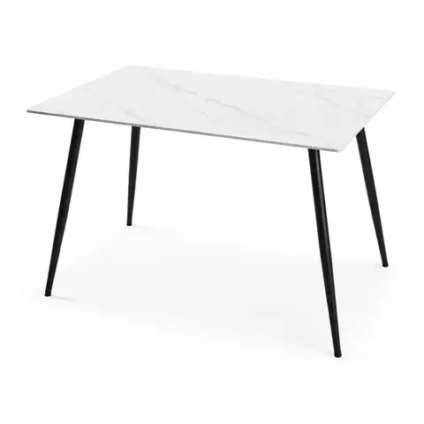 Jídelní stůl CERAVIBE 140, bílý mramor, 140 x 80 cm
