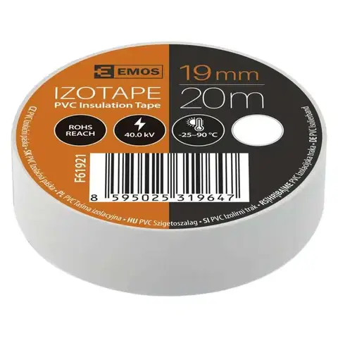 EMOS Izolační páska PVC 19mm / 20m bílá 10ks 2001192010