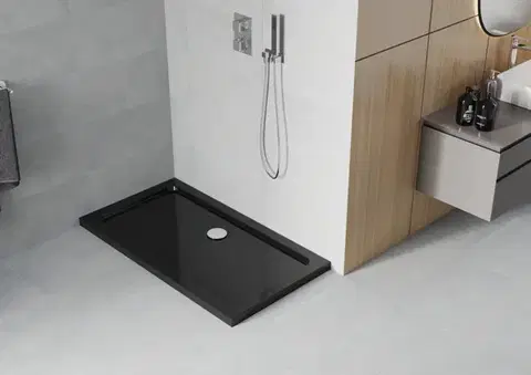 MEXEN Flat sprchová vanička obdélníková slim 140 x 70, černá 40707014