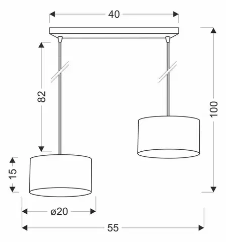 Závěsná lampa PANDY černá 2x40W E27 stínidlo černá+zlatá