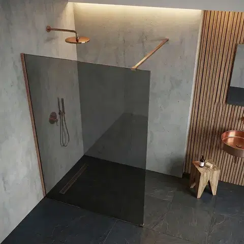 REA/S Sprchová zástěna Flexi Grey / Brush Copper 140 KPL-K99380
