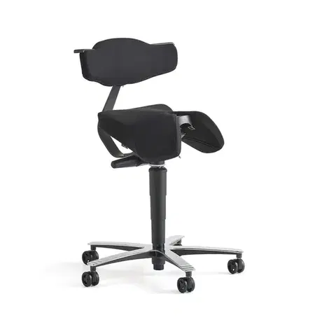 Sedlová židle EPSOM, s opěradlem a houpací mechanikou, černá