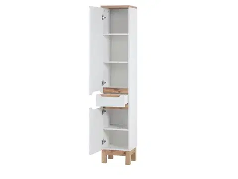 Comad Koupelnová sestava Bali 60 cm se zápustným umyvadlem, skříňkami a zrcadlem dub wotan/bílá