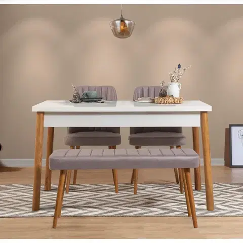 Set stolu a židlí (4 kusy) Costa Atlantice White-Grey