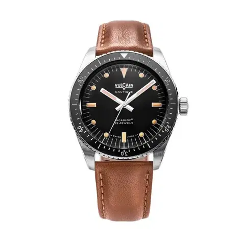 Vulcain Skindiver Nautique Black with Khaki Brown Lum - Brown Plain