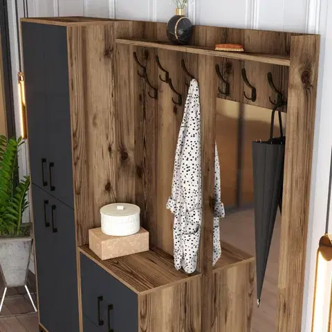 Předsíňová stěna Berlin ABC - Walnut, Anthracite