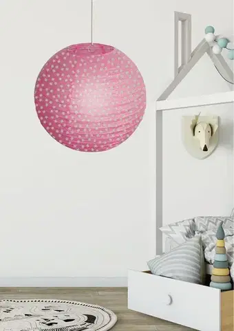 Papírové stínidlo na lampu růžové puntíkované koule 35cm Cocoon