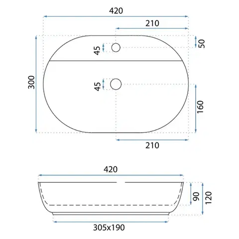 REA Umyvadlo na desku Aura 42 Sandy REA-U3226