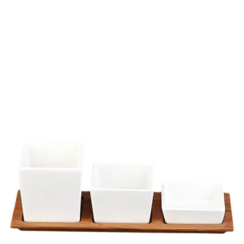 Sada servírovacích misek na bambusovém podnose (4 ks) - Basic - 451357