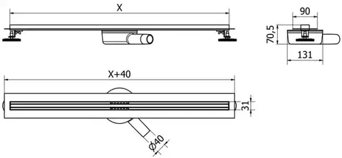 MEXEN Flat 360° Slim podlahový žlab 160, černá 1741160