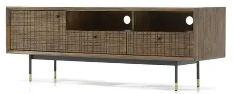 LivinHill TV stolek Maze 160 cm z masivu hnědý/černý