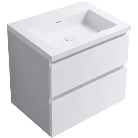 CERANO Koupelnová skříňka Carole bílá matná + umyvadlo z lit. mramoru Ovo bílá lesklá 50,5x53x46,5  CER-043983